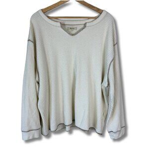 Madewell Waffle Knit Top Split-Neck Cropped Antique Cream Women's Plus 2X